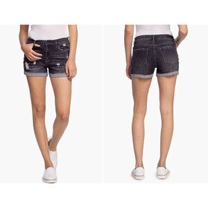 New BLANKNYC Size 26 The Fulton Rollup Shorts Washed Black Cutoff Denim